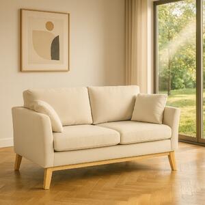 DecHome Divano 2 Posti Scandinavo in Tessuto effetto Lino Dimensioni 137x78x78 cm colore Beige