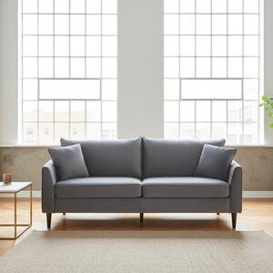 DecHome Divano 3 Posti Moderno in Velluto Dimensioni 196x83x89 cm colore Grigio Chiaro - Cordoba