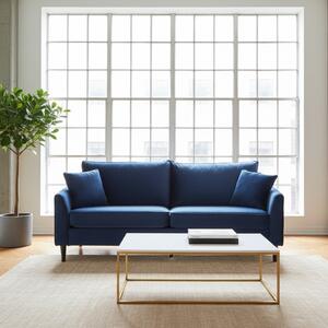 DecHome Divano 3 Posti Moderno in Velluto Dimensioni 196x83x89 cm colore Blu - Cordoba