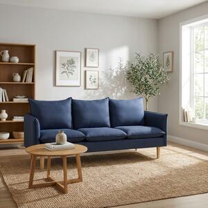 DecHome Divano 3 Posti Scandinavo in Tessuto Dimensioni 188x82x84 cm colore Blu - Ibiza