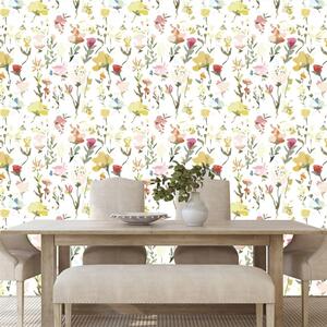Carta da parati – Fiori gialli con tocco vintage