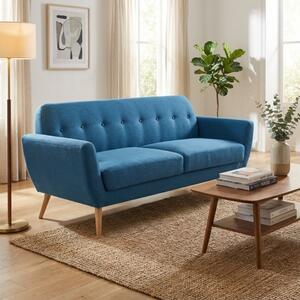 DecHome Divano 3 Posti Scandinavo in Tessuto Dimensioni 193x79x86 cm colore Blu - Canberra