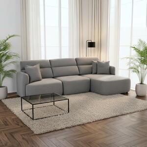 DecHome Divano Angolare 3 Posti Moderno con Penisola in Tessuto Dimensioni 307x164x92 cm colore Grigio scuro