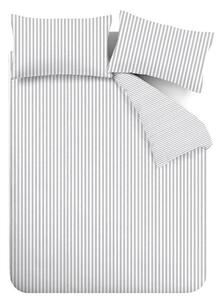 Set copripiumino e federa grigio in flanella per letto singolo 135x200 cm Stripe – Catherine Lansfield