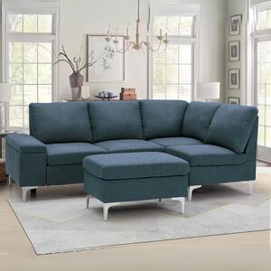 DecHome Divano Angolare 4 Posti Moderno con Penisola in Tessuto Dimensioni 218x172x87 cm colore Grigio - Dina