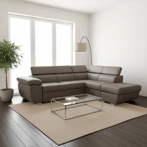 DecHome Divano Angolare 4 Posti Moderno con Penisola Letto Estraibile in Tessuto Dimensioni 260x200x91 cm colore Grigio - Fiona