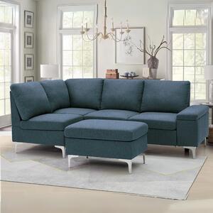 DecHome Divano Angolare 4 Posti Moderno con Penisola in Tessuto Dimensioni 218x172x87 cm colore Grigio - Dina