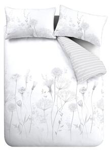 Set copripiumino e federa bianco e grigio per letto matrimoniale e per letto esteso 230x220 cm Meadowsweet Floral – Catherine Lansfield