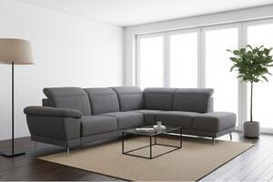 DecHome Divano Angolare 5 Posti Moderno con 1 Seduta Reclinabile e Poggiapiedi Estraibile in Tessuto Dimensioni 290x226x102 cm colore Grigio - New 