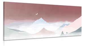 Quadro su tela – Luna sopra le montagne pastello