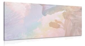 Quadro su tela – Riflesso delle foglie pastello
