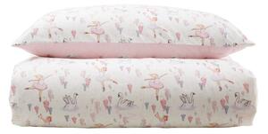 Set copripiumino e federa da bambini bianco e rosa in cotone per letto singolo 135x200 cm Ballerina – Belle & Boo