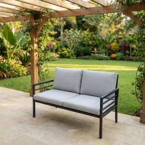 Amicasa Divano da Esterno 2 Posti con Cuscini in Alluminio 126x73x85 cm colore Grigio Scuro - Loren