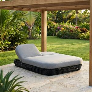 VivaGarden Divano da Esterno 2 Posti con Cuscini in Alluminio e Corda 151x205x36 cm colore Grigio - Lafayette