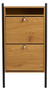 Scarpiera di colore naturale con effetto rovere con ante ribaltabili 62x118x26 cm Barco – House Nordic