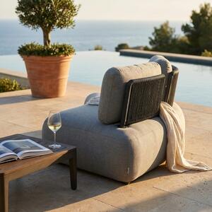 VivaGarden Divano da Esterno 2 Posti Modulare Angolare con Cuscini in Corda e Alluminio 110x194x78 cm colore Grigio