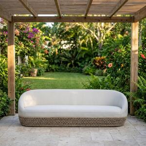VivaGarden Divano da Esterno 3 Posti con Cuscini in Alluminio e Corda 91x220x71 cm colore Beige Lafayette