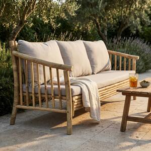 VivaGarden Divano da Esterno 3 Posti con Cuscini in Bamboo 190x74x80 cm colore Naturale - Borough