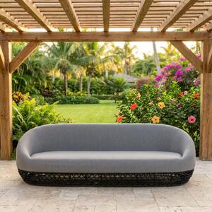 VivaGarden Divano da Esterno 3 Posti con Cuscini in Alluminio e Corda 91x220x71 cm colore Grigio Lafayette