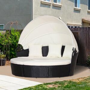VivaGarden Divano da Esterno a conchiglia con Cuscini in Rattan PE 180x175x147 cm colore Nero/Beige