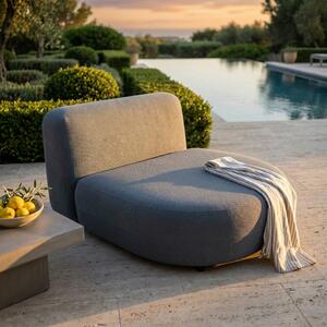 DecHome Divano da Esterno Modulare Centrale con Cuscini in Alluminio 127x110x40 cm colore Grigio Scuro