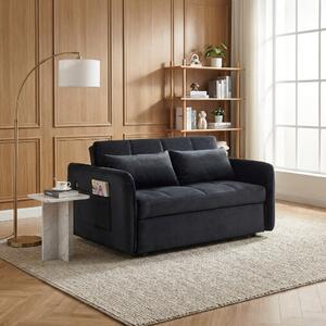 DecHome Divano Letto 2 Posti Moderno in Velluto Dimensioni 140.5x94.5x82 cm colore Nero - Clorene