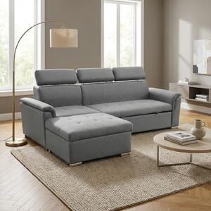 DecHome Divano Letto 3 Posti Moderno con Penisola in Tessuto Dimensioni 234x148x84 cm colore Grigio Chiaro