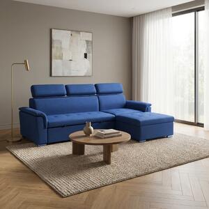 DecHome Divano Letto 3 Posti Moderno con Penisola in Tessuto Dimensioni 234x148x84 cm colore Blu
