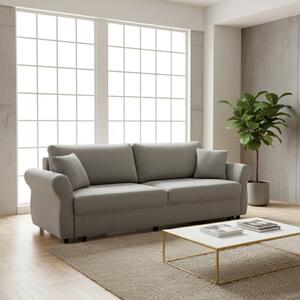 DecHome Divano Letto 2 Posti Moderno Vano Contenitore in Tessuto Dimensioni 245x105x92 cm colore Tortora - Loki