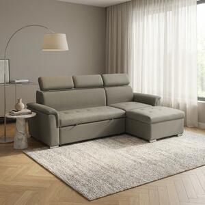 DecHome Divano Letto 3 Posti Moderno con Penisola in Tessuto Dimensioni 234x148x84 cm colore Tortora