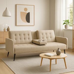DecHome Divano Letto 3 Posti Moderno in Tessuto Dimensioni 196/180x81x78 cm colore Beige
