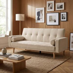 DecHome Divano Letto 3 Posti Moderno in Tessuto Dimensioni 186x84x85 cm colore Beige