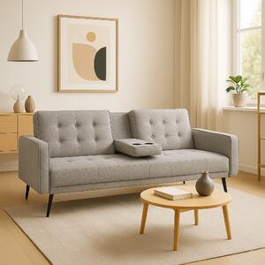DecHome Divano Letto 3 Posti Moderno in Tessuto Dimensioni 196/180x81x78 cm colore Grigio Chiaro