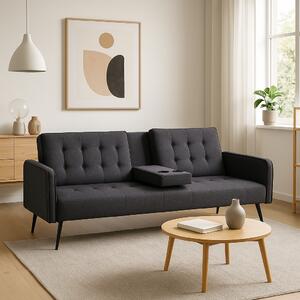DecHome Divano Letto 3 Posti Moderno in Tessuto Dimensioni 196/180x81x78 cm colore Grigio Scuro