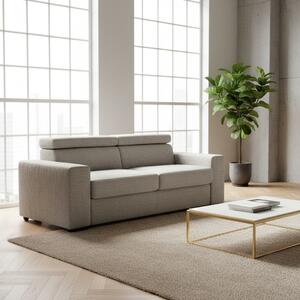 DecHome Divano Letto 3 Posti Moderno in Tessuto Dimensioni 210x100x110 cm colore Tortora - Era