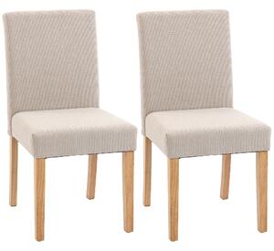 HOMCOM Set 2 Sedia Moderne da Pranzo con Seduta e Schienale Imbottiti, Gambe in Legno di Gomma, 56x46x88 cm, Crema | Aosom Italy