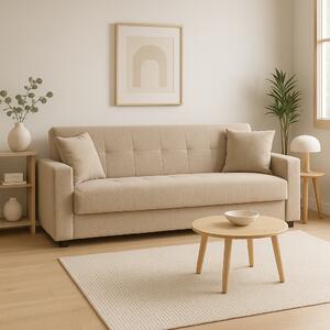 DecHome Divano Letto 3 Posti Moderno in Tessuto Dimensioni 212x80x87 cm colore Beige - Nora