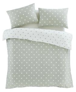 Set copripiumino e federa bianco e verde in flanella per letto singolo 135x200 cm Polka Dot – Catherine Lansfield