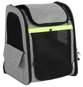 PawHut Trasportino Espandibile per Gatti con con 5 Tasche e Striscia Riflettente, 33,5x28x42 cm, Grigio Chiaro | Aosom Italy