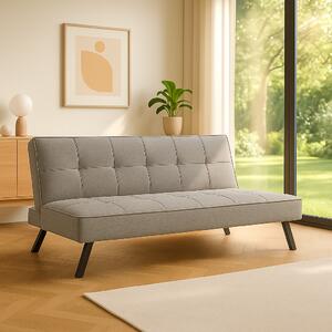 DecHome Divano Letto 3 Posti Moderno in Tessuto effetto Lino Dimensioni 180x81x79 cm colore Grigio Chiaro