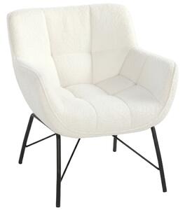 HOMCOM Poltrona Moderno con Schienale Curvato e Braccioli Integrati, 69x68x78,5 cm, Bianco e Crema | Aosom Italy