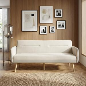 DecHome Divano Letto Clic Clac 3 Posti Stile Scandinavo in Tessuto Effetto Velluto 185x84x83 cm colore Beige