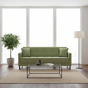 DecHome Divano Letto 3 Posti Moderno Vano Contenitore in Velluto Dimensioni 210x85x87 cm colore Verde Oliva - Legen