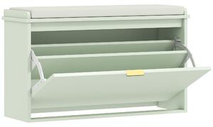 HOMCOM Panca Portascarpe con Cuscino Imbottito e Cassetto Ribaltabile per Corridoio e Camera, 80x26x47.5 cm, Verde | Aosom Italy