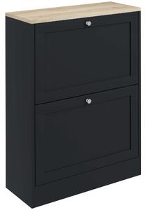 HOMCOM Mobile d'Ingresso per 12 Paia Scarpe, Scarpiera con 2 Cassetti Ribaltabili e Ripiani Regolabili, 60x23,5x80 cm, Nero | Aosom Italy