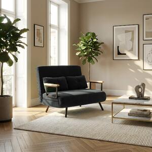 DecHome Divano Letto Clic-Clac 2 Posti Moderno in Velluto Dimensioni 102x73x81 cm colore Nero