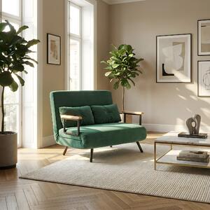 DecHome Divano Letto Clic-Clac 2 Posti Moderno in Velluto Dimensioni 102x73x81 cm colore Verde