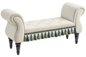 HOMCOM Panca Vintage imbottita fino a 150 kg, 117x40x58 cm, Beige | Aosom Italy