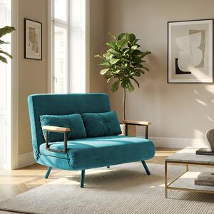 DecHome Divano Letto Clic-Clac 2 Posti Moderno in Velluto Dimensioni 102x73x81 cm colore Verde Acqua