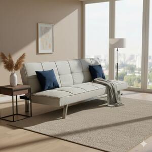 DecHome Divano Letto Clic-Clac 3 Posti Moderno in Tessuto Dimensioni 178x80x71 cm colore Grigio Chiaro
